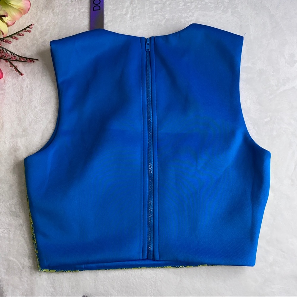 NWT DO + BE 2 piece skirt and top blue lime green - Picture 8 of 10
